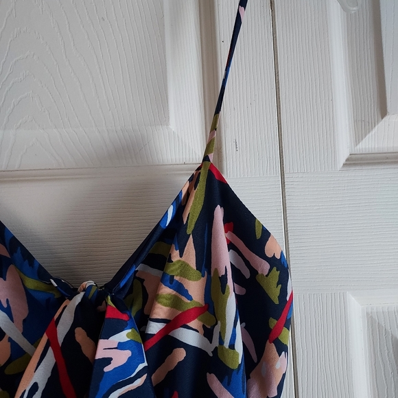 Forever 21 Party Going Out Mini Dress Size S Bodycon Strappy Navy Tie Front USA - Picture 5 of 12